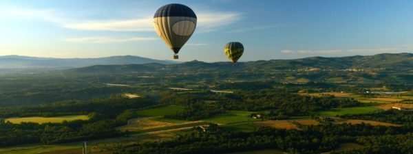 Hot air ballon flight over Chianti hills