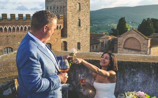 Enchanting romantic dinner in a medieval tower in a small village in Tuscany