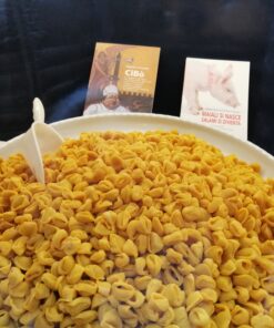 Abundance of authentic Bolognese tortellini, ready for cooking, showcased after a pasta-making class